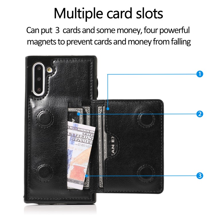 EARL Series PU Leather + TPU Multiple Card Slots Stand Phone Casing for Samsung Galaxy Note 10 / Note 10 5G - Black-4