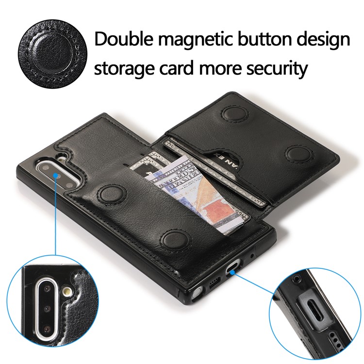 EARL Series PU Leather + TPU Multiple Card Slots Stand Phone Casing for Samsung Galaxy Note 10 / Note 10 5G - Black-6