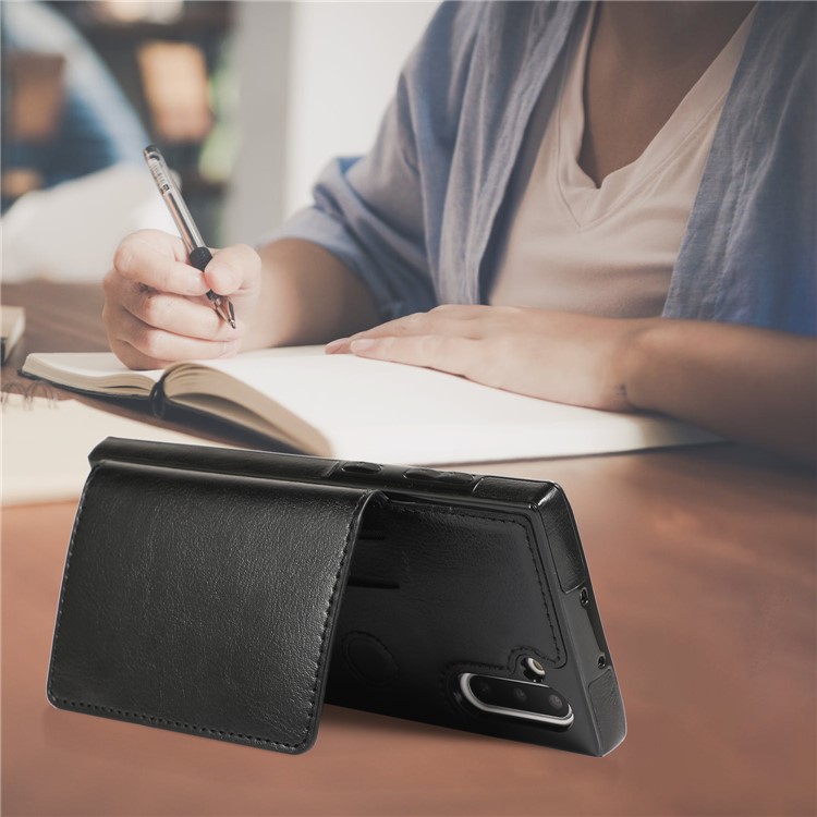 EARL Series PU Leather + TPU Multiple Card Slots Stand Phone Casing for Samsung Galaxy Note 10 / Note 10 5G - Black-8