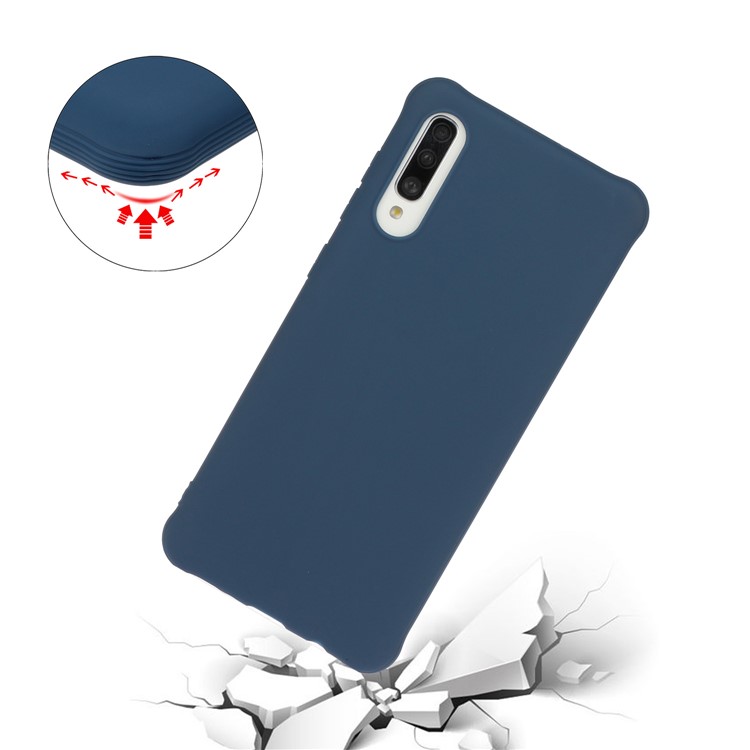 Matte Anti-scratch TPU Phone Casing Shell for Samsung Galaxy A70s - Dark Dark Blue-4