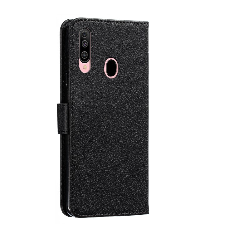 Imprint Feather Pattern Leather Wallet Case for Samsung Galaxy A20s - Black-4
