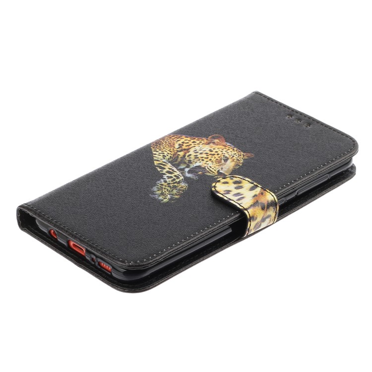 Caja Del Teléfono De Cuero Del Soporte De Impresión De La Cartera De Seda Patrón De Textura Para Samsung Galaxy A20e - Negro-4