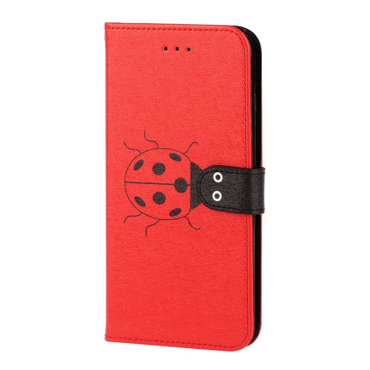 Silk Texture Pattern Printing Wallet Stand Leather Phone Case for Samsung Galaxy A20e - Red-3