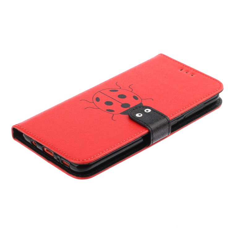 Silk Texture Pattern Printing Wallet Stand Leather Phone Case for Samsung Galaxy A20e - Red-4