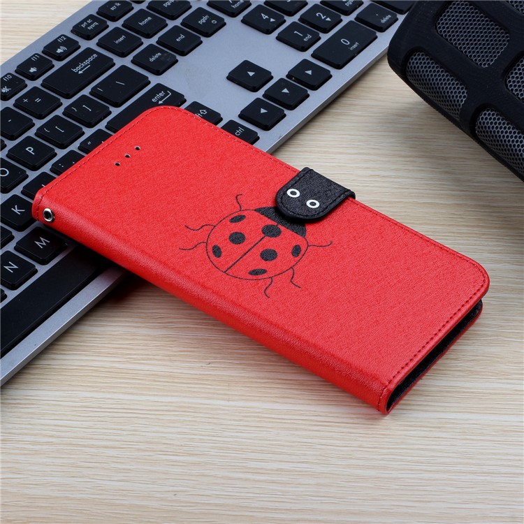 Silk Texture Pattern Printing Wallet Stand Leather Phone Case for Samsung Galaxy A20e - Red-8