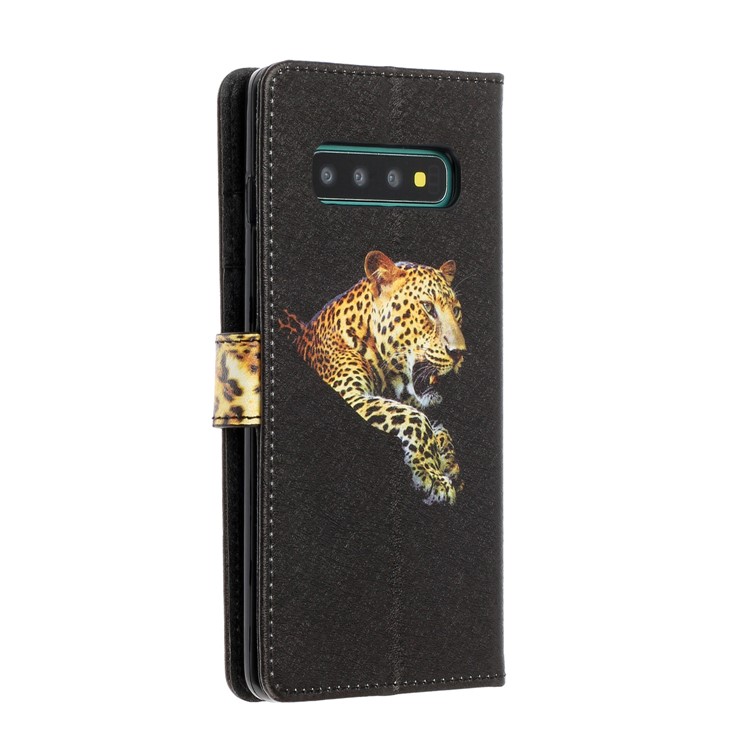 Caja De Cuero De La Impresión Del Patrón De La Textura De Seda Para La Galaxia S10 - Negro-5