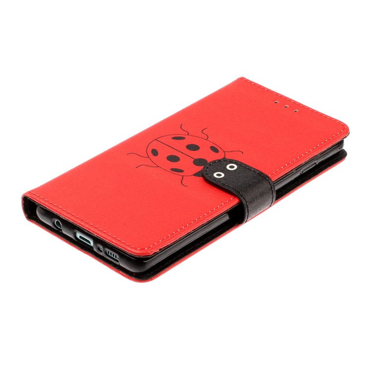 Caja De Cuero De La Impresión Del Patrón De La Textura De Seda Para La Galaxia S10 - Rojo-4