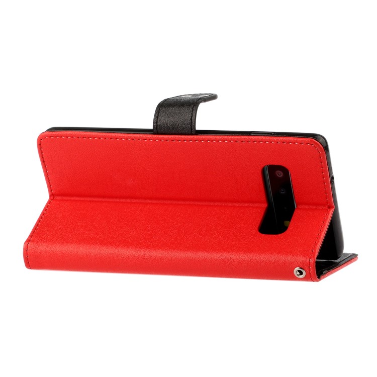 Caja De Cuero De La Impresión Del Patrón De La Textura De Seda Para La Galaxia S10 - Rojo-6