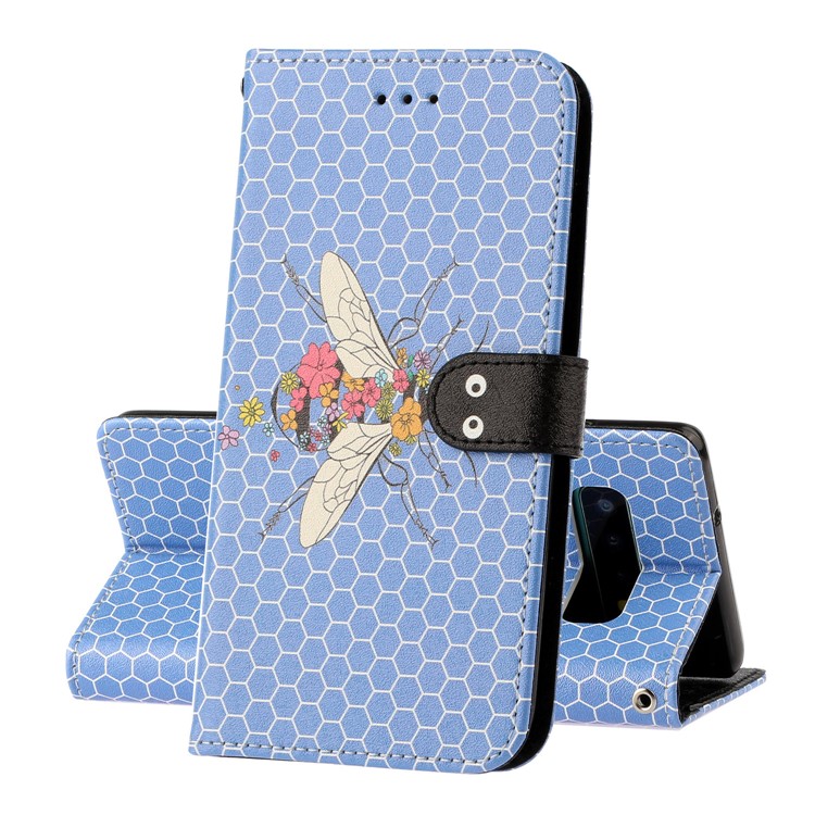 Caja De Cuero De La Impresión Del Patrón De La Textura De Seda Para La Galaxia S10 - Azul-4