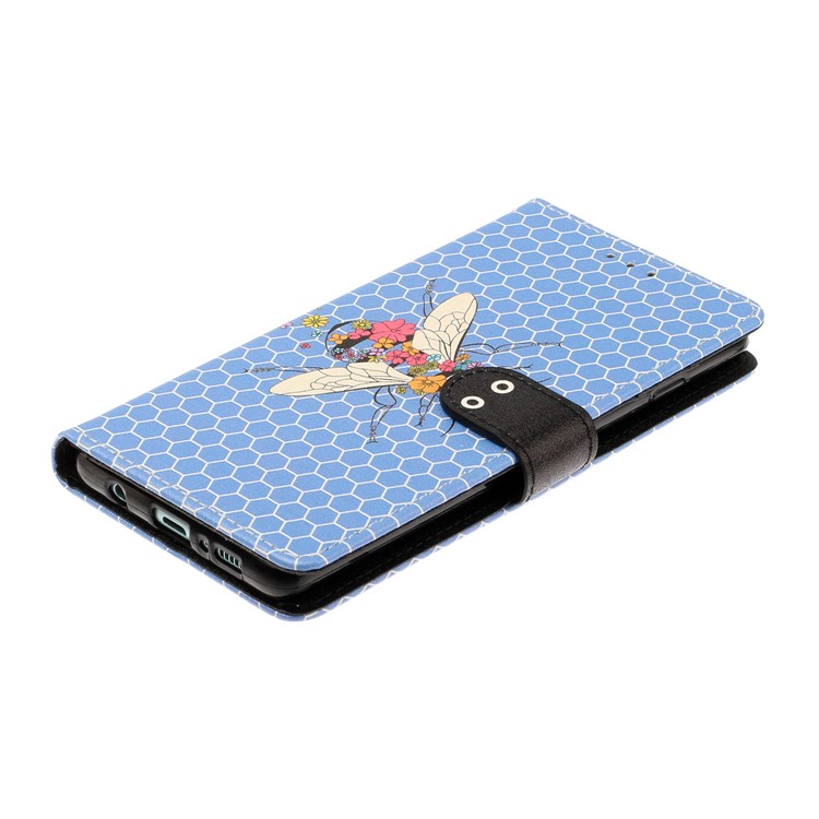 Caja De Cuero De La Impresión Del Patrón De La Textura De Seda Para La Galaxia S10 - Azul-7