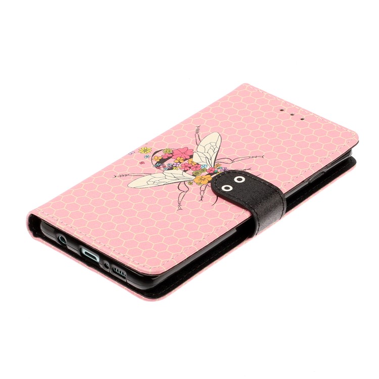 Caja De Cuero De La Impresión Del Patrón De La Textura De Seda Para La Galaxia S10 - Rosado-4