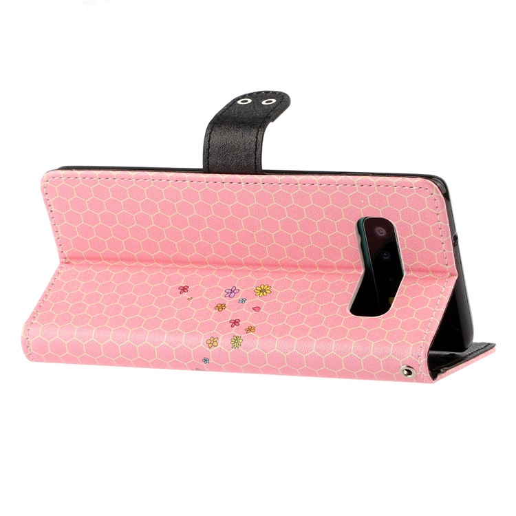 Caja De Cuero De La Impresión Del Patrón De La Textura De Seda Para La Galaxia S10 - Rosado-6