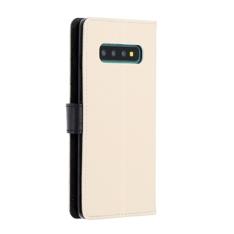 Caja De Cuero De La Impresión Del Patrón De La Textura De Seda Para La Galaxia S10 - Albaricoque-4