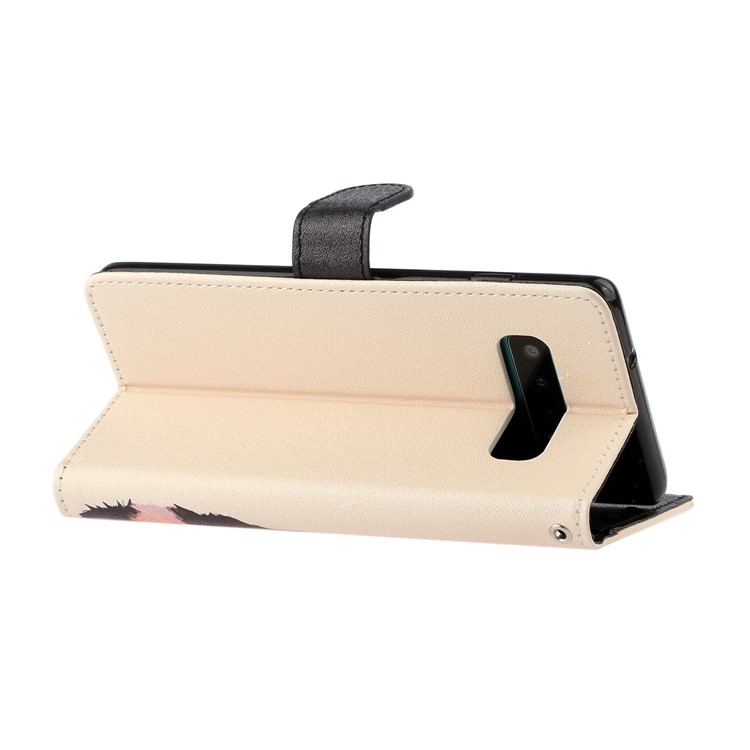 Caja De Cuero De La Impresión Del Patrón De La Textura De Seda Para La Galaxia S10 - Albaricoque-5
