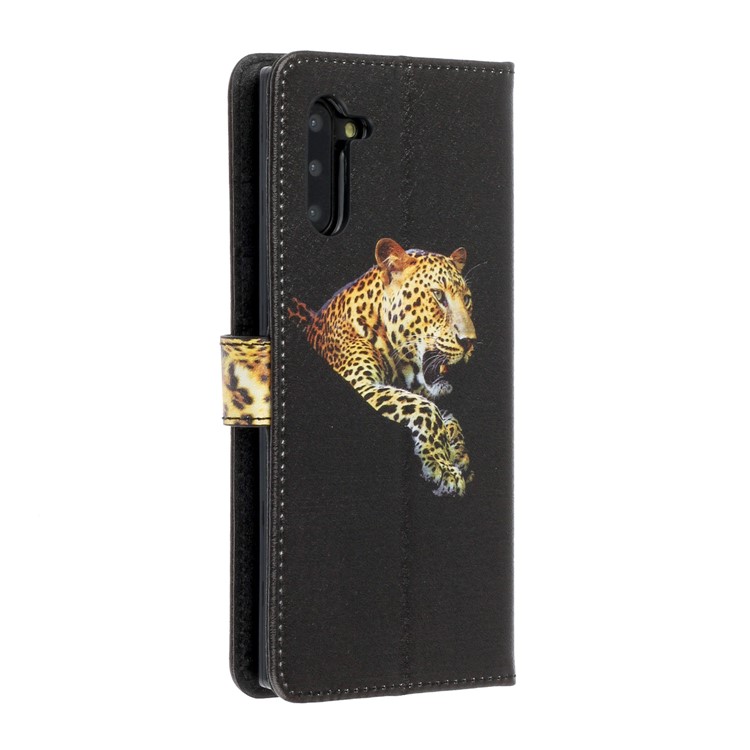 Silk Texture Pattern Printing Wallet Stand Leather Cell Phone Case for Samsung Galaxy Note 10 / Note 10 5G - Black-5