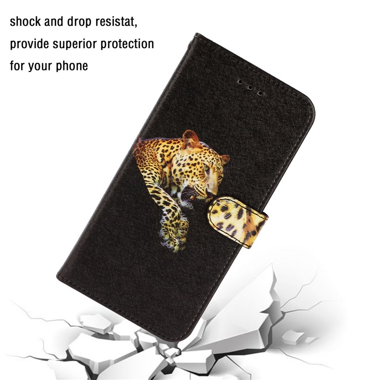 Silk Texture Pattern Printing Wallet Stand Leather Cell Phone Case for Samsung Galaxy Note 10 / Note 10 5G - Black-7