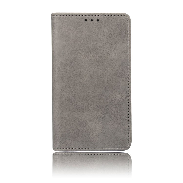 KSQ Crazy Horse Sucker Closure Leather Wallet Case for Samsung Galaxy A10s - Grey-2