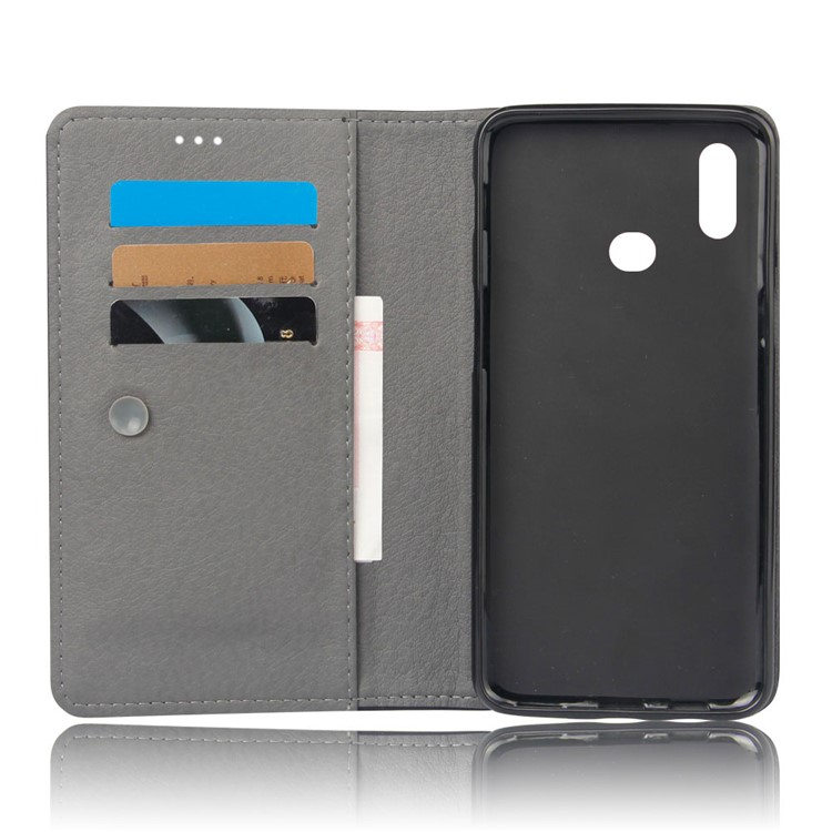 KSQ Crazy Horse Sucker Closure Leather Wallet Case for Samsung Galaxy A10s - Grey-6