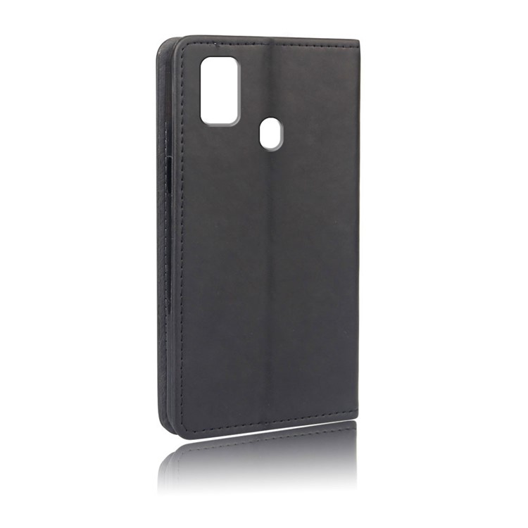 KSQ Sucker Closure Crazy Horse Leather Wallet Phone Cover Case for Samsung Galaxy M30s - Black-3