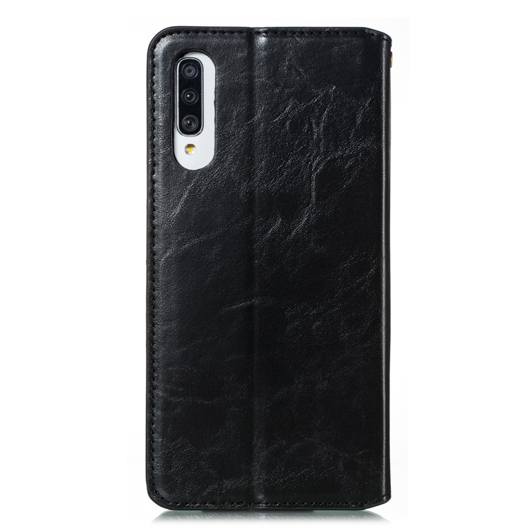 Crazy Horse Leather Strong Magnetic Suction Mobile Phone Case Covering for Samsung Galaxy A70s - Black-3