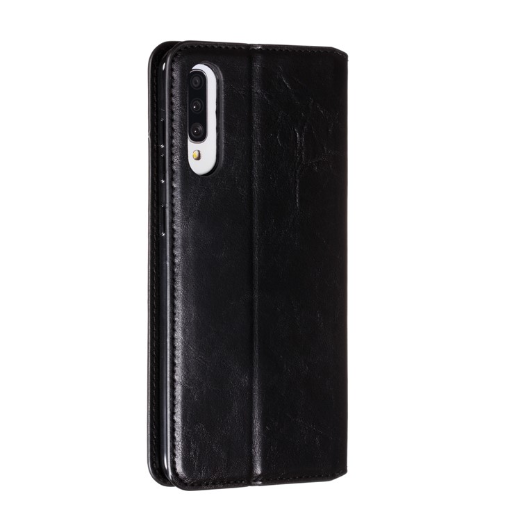 Crazy Horse Leather Strong Magnetic Suction Mobile Phone Case Covering for Samsung Galaxy A70s - Black-5