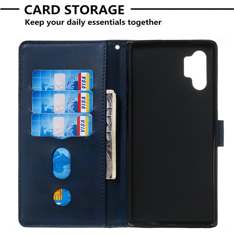 Zipper Pocket Wallet Stand Flip Leather Protective Case for Samsung Galaxy Note 10 Plus/Note 10 Plus 5G - Blue-2