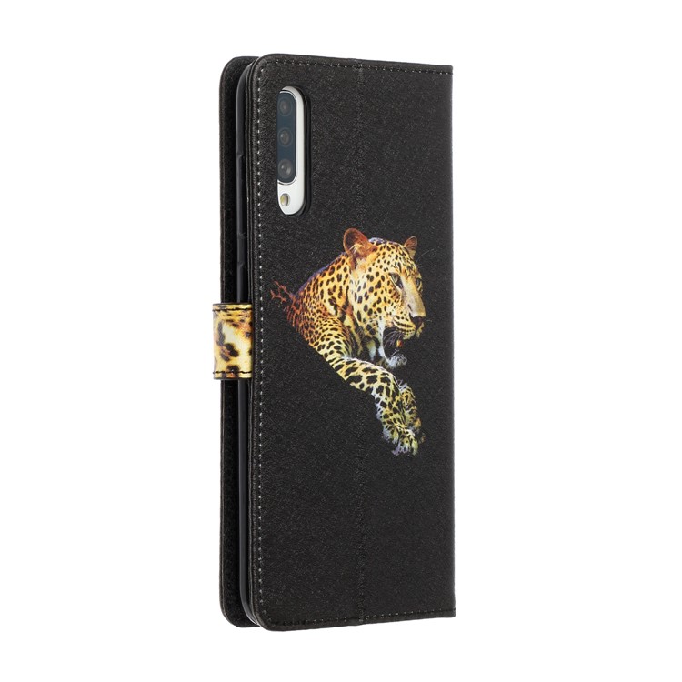 Pattern Printing Silk Texture Wallet Stand Leather Case for Samsung Galaxy A50s/A50/A30s - Black-5