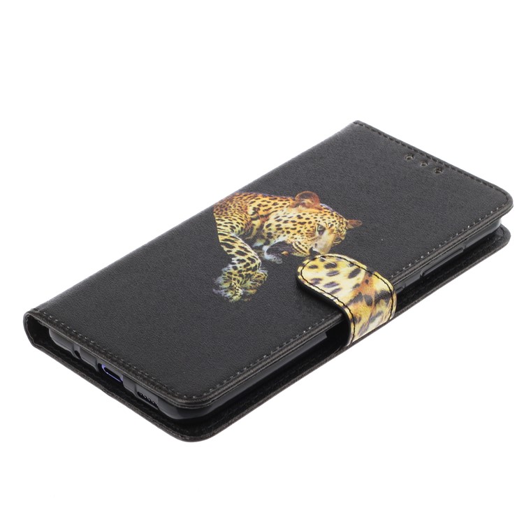 Pattern Printing Silk Texture Wallet Stand Leather Cover for Samsung Galaxy A60 - Black-4