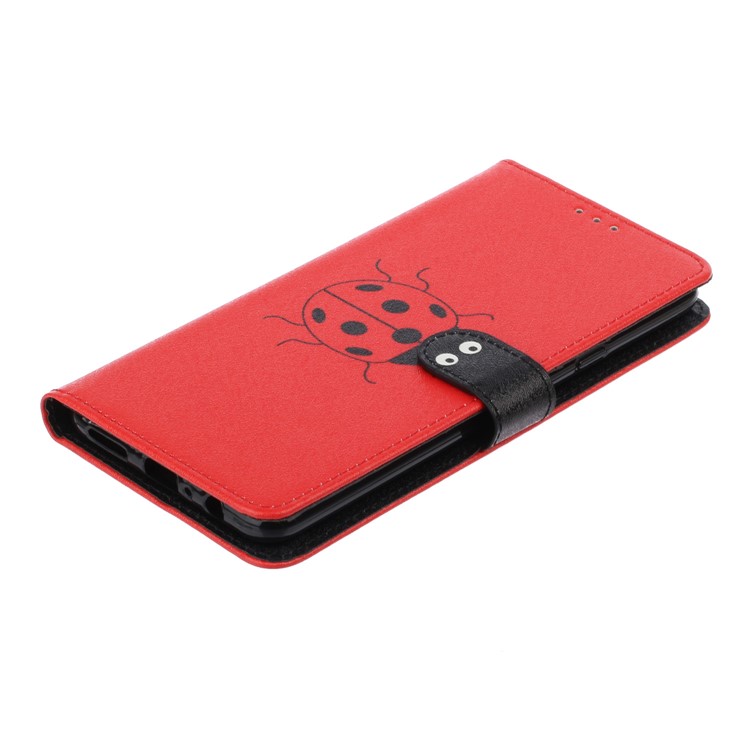 Caso De Cuero Del Soporte De Impresión De La Cartera De Seda Patrón De Textura Para A20S La Galaxia De Samsung - Rojo-5