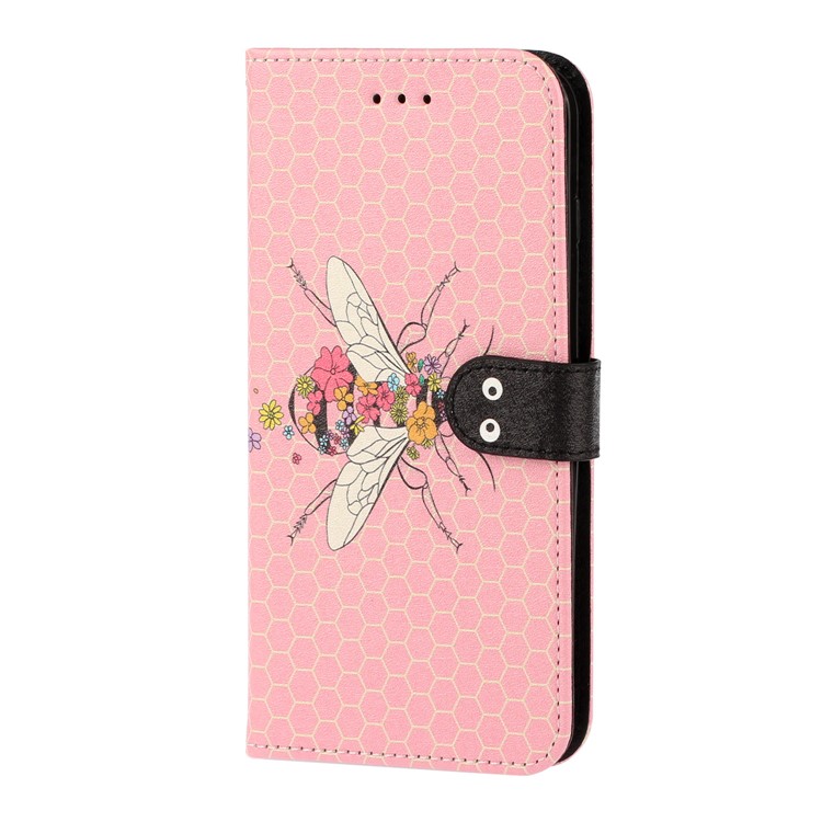 Caso De Seda De La Textura Del Modelo De Impresión Cartera De Cuero Del Soporte Para La Galaxia De Samsung A20S - Rosado-3