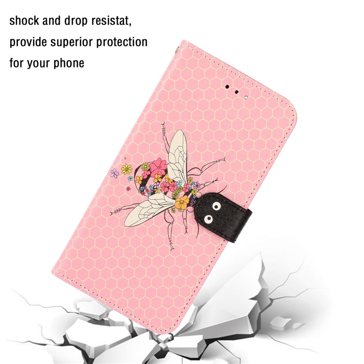 Caso De Seda De La Textura Del Modelo De Impresión Cartera De Cuero Del Soporte Para La Galaxia De Samsung A20S - Rosado-7