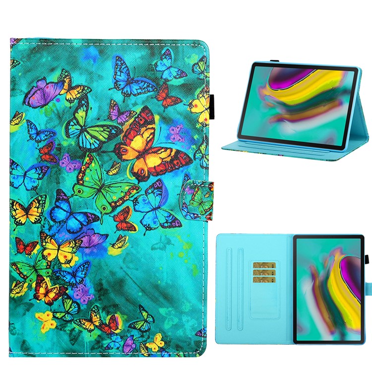 Pattern Printing Card Slots Flip Leather Cover for Samsung Galaxy Tab S6 - Colorful Butterflies-1