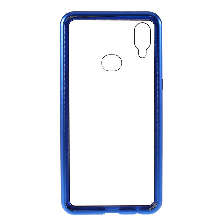 Magnetic Metal Frame + Tempered Glass Back Cell Phone Case for Samsung Galaxy A10s - Blue-11