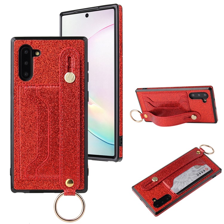Фото #1: Glitter Powder PU Leather + TPU + PC Phone Case with Card Slots Handy Strap Kickstand for Samsung Ga