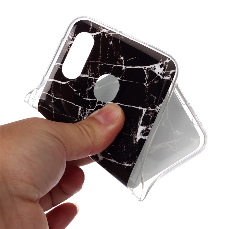 Marble Pattern IMD TPU Back Case + Finger Ring Kickstand for Samsung Galaxy A20e - Style A-3
