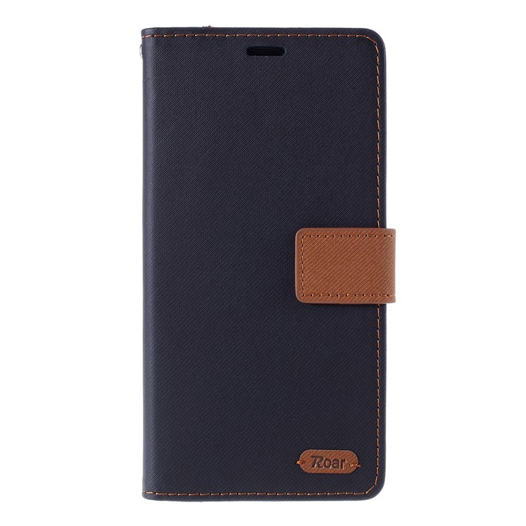 ROAR Twill Grain Leather Wallet Case for Samsung Galaxy A20s - Black-2