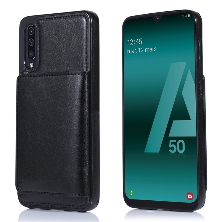 PU Leather + TPU Multiple Card Slots Stand Phone Cover Shell for Samsung Galaxy A50/A50s/A30s - Black-2