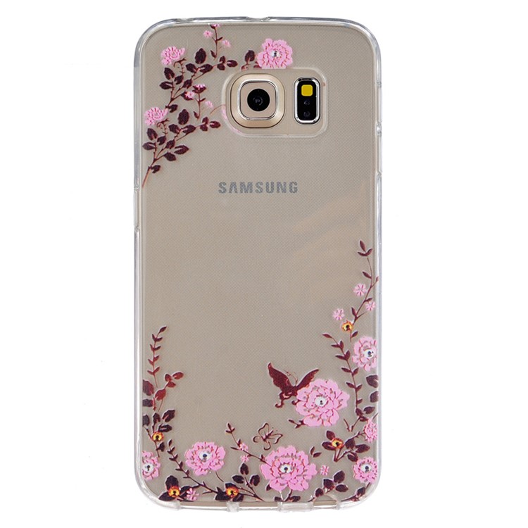 

Embossment TPU Gel Soft Shell for Samsung Galaxy S6 Edge G925 - Beautiful Flower Blossom