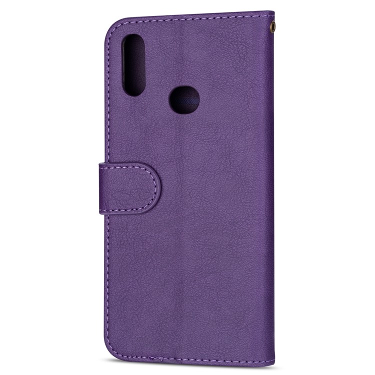 Zipper Pocket Leather Wallet Case for Samsung Galaxy A10s - Purple-4