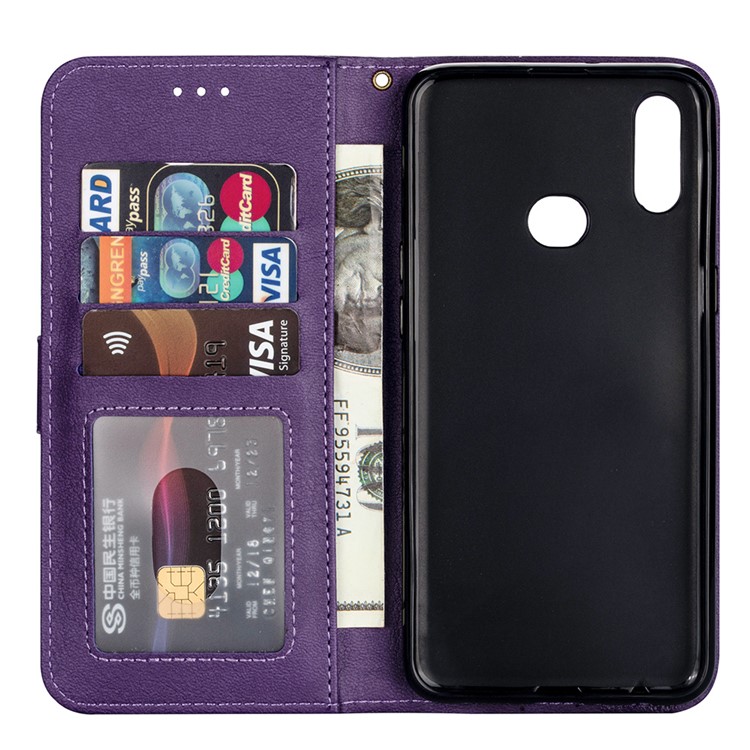 Zipper Pocket Leather Wallet Case for Samsung Galaxy A10s - Purple-6