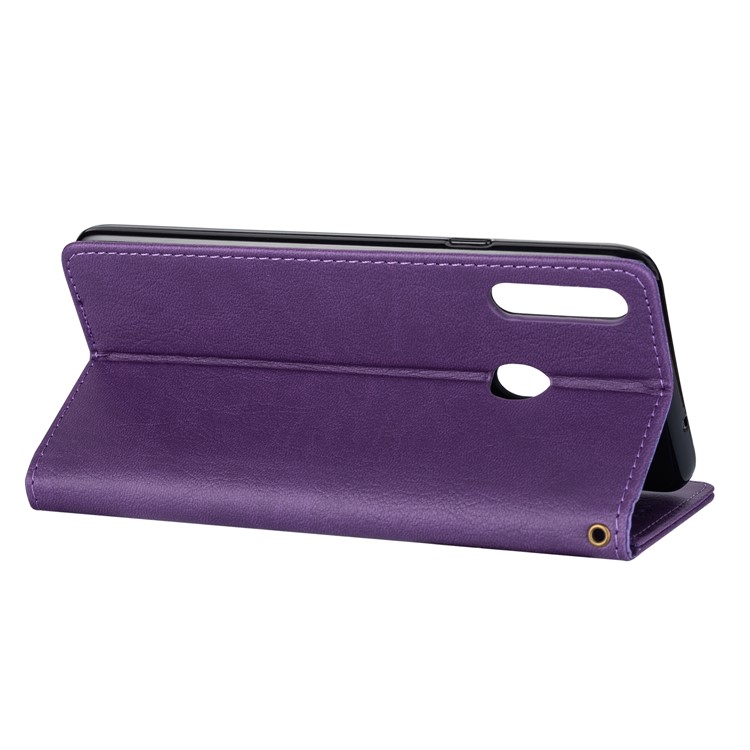 Zipper Pocket Leather Wallet Stand Case for Samsung Galaxy A20s - Purple-5