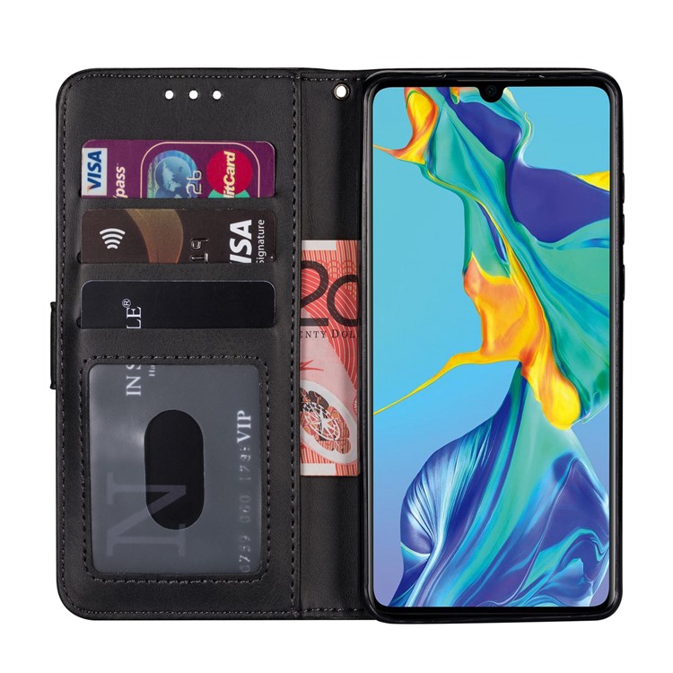 Zipper Pocket Leather Wallet Cover Case for Samsung Galaxy A90 5G - Black-5