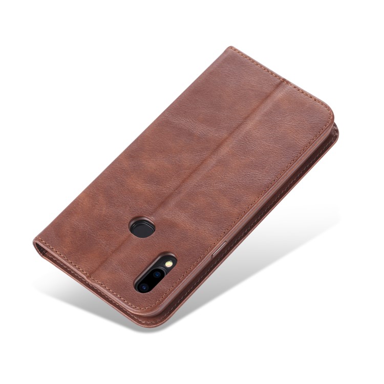 AZNS Retro Style PU Leather Card Holder Case for Samsung Galaxy A10s - Coffee-5