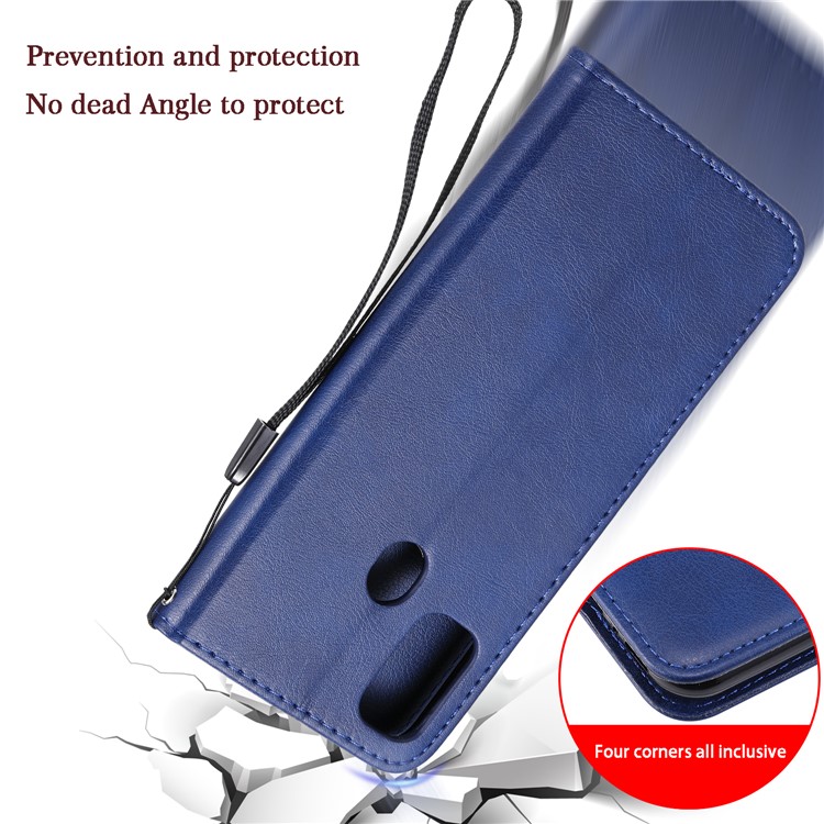 Cell Phone Leather Wallet Stand Case for Samsung Galaxy M30s - Blue-3