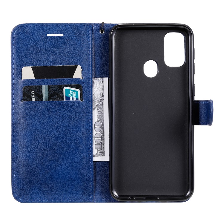 Cell Phone Leather Wallet Stand Case for Samsung Galaxy M30s - Blue-6