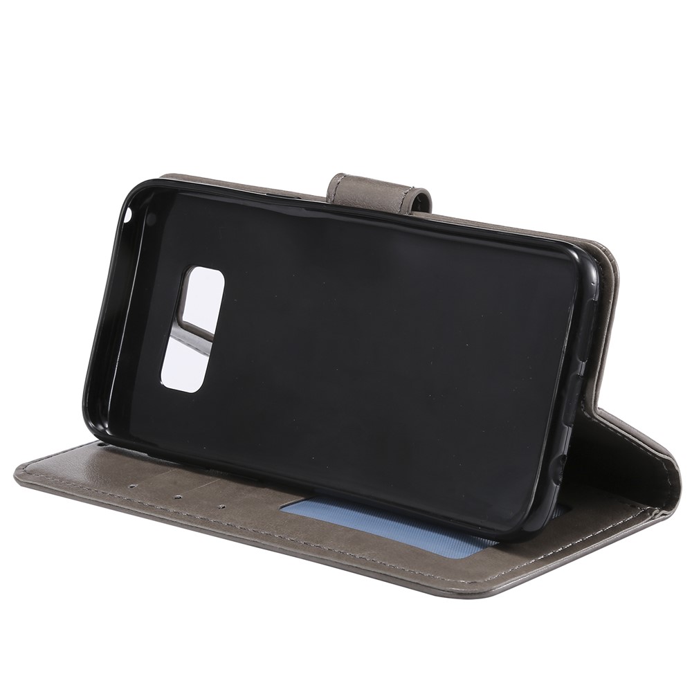 Abdruck Blumenmagnet Leder Brieftasche Für Samsung Galaxy S8 SM-G950 - Grau