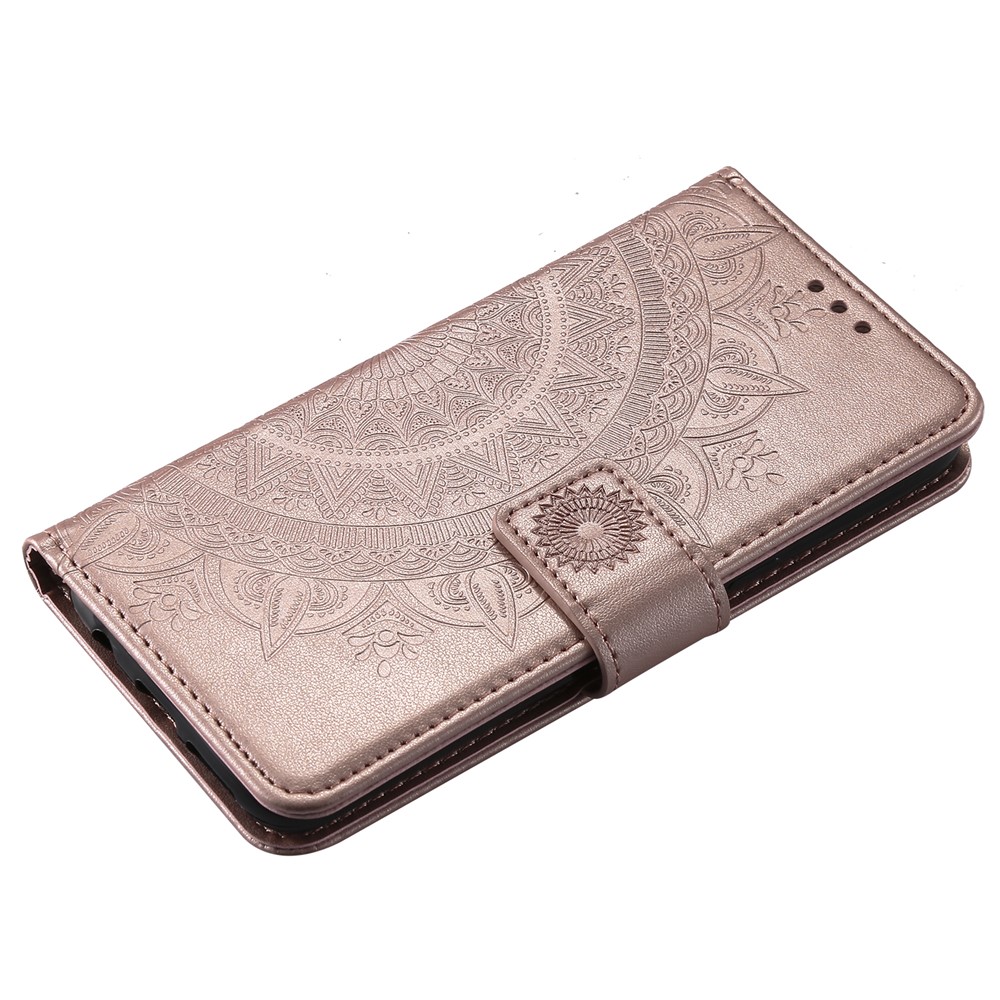 Flor Imprint Caso Carteira De Couro Magnética Para Samsung Galaxy S8 SM-G950 - Rosa Ouro-5