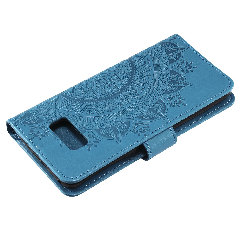 Imprint Flower Magnetic Leather Wallet Case for Samsung Galaxy S8 SM-G950 - Blue-6