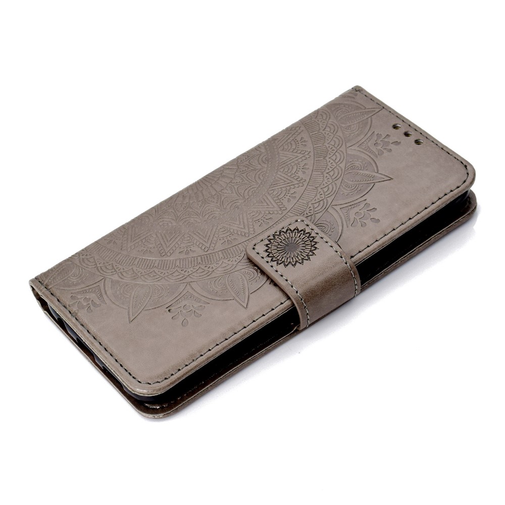 Imprint Flower Leather Wallet Case for Samsung Galaxy S7 edge SM-G935 - Grey-7