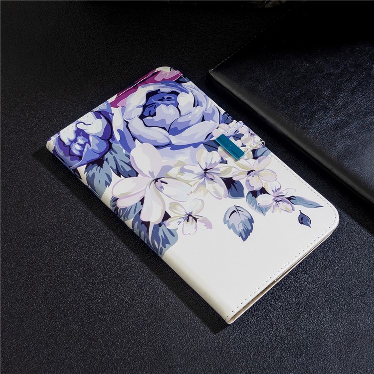Motif D'impression Tablette Support Flip Cuir PU Pour Samsung Galaxy Tab A 10,1 (2019) T510 - Fleur Bleue-11